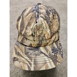 Vintage Ducks Unlimited Thinsulate Camo Hat Upland Bird Hunt Pull Down Ear Flaps